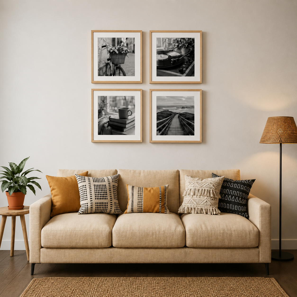 Set x4 cuadros personalizados 29,4x29,4 con passepartout