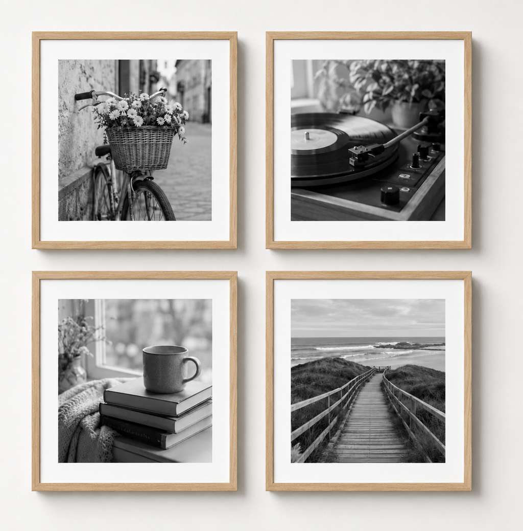 Set x4 cuadros personalizados 29,4x29,4 con passepartout