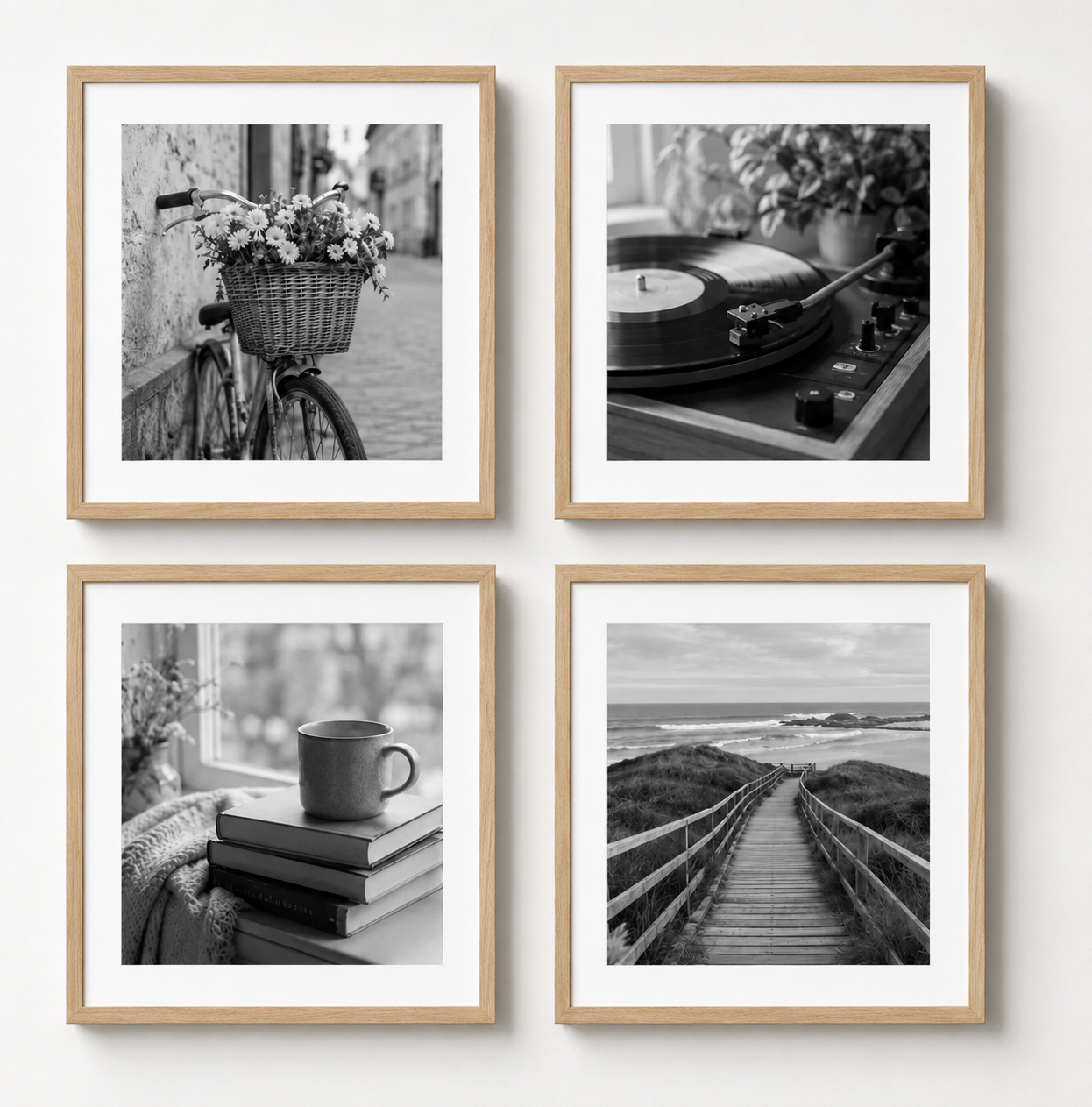 Set x4 cuadros personalizados 29,4x29,4 con passepartout