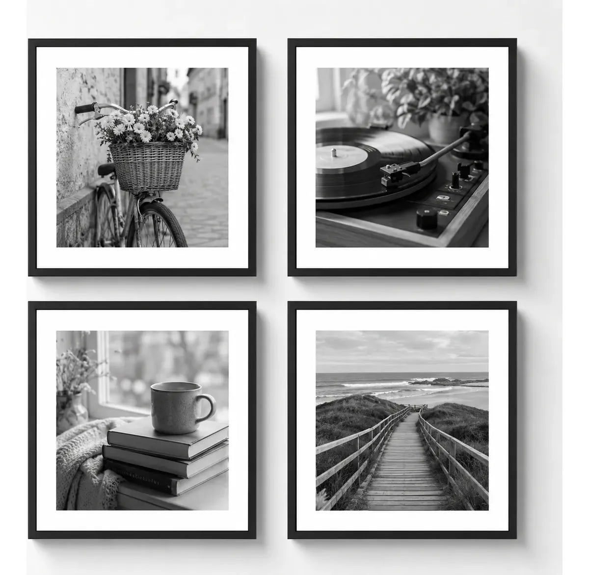 Set x4 cuadros personalizados 29,4x29,4 con passepartout